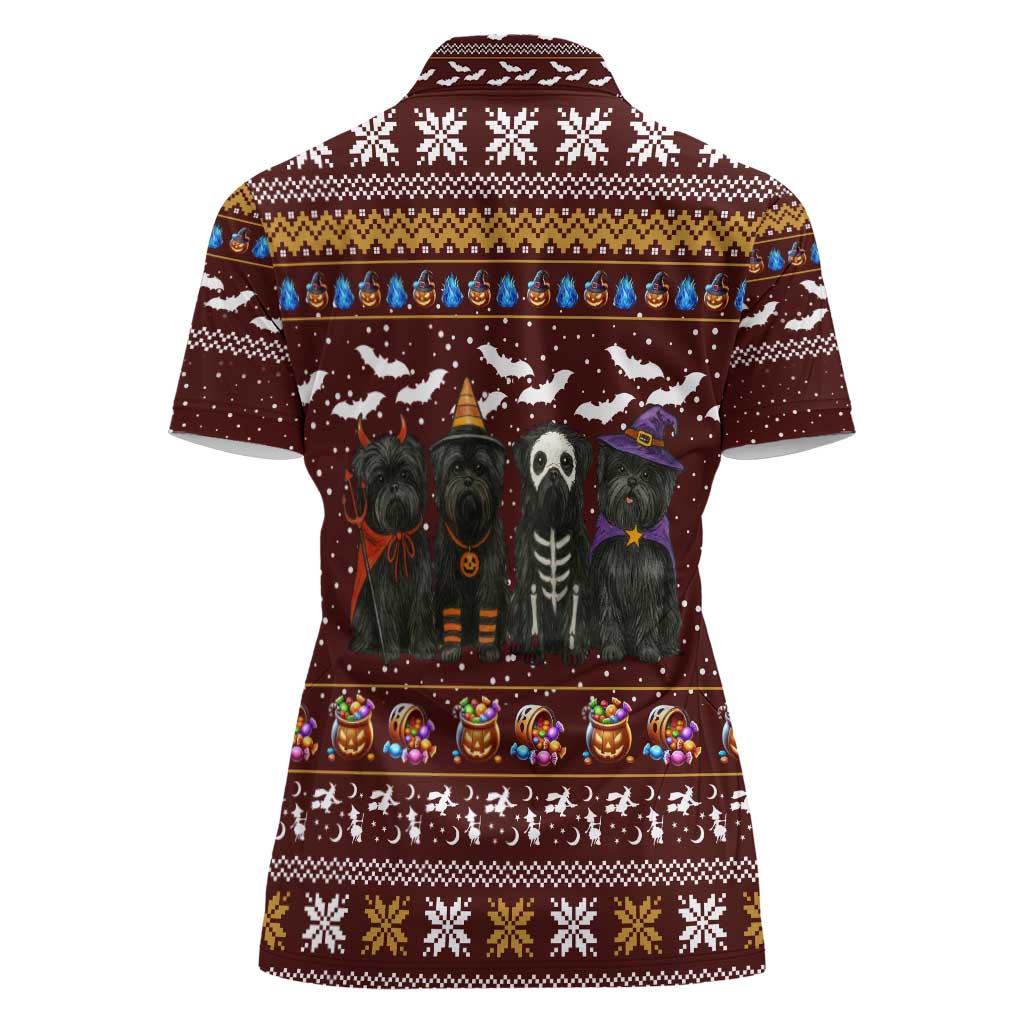 Affenpinscher Dog Halloween Christmas Women Polo Shirt Xmas Holiday Patterns - Wonder Print Shop