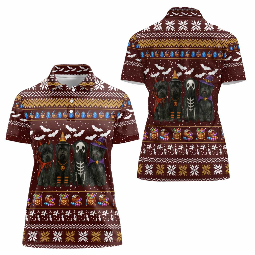 Affenpinscher Dog Halloween Christmas Women Polo Shirt Xmas Holiday Patterns - Wonder Print Shop