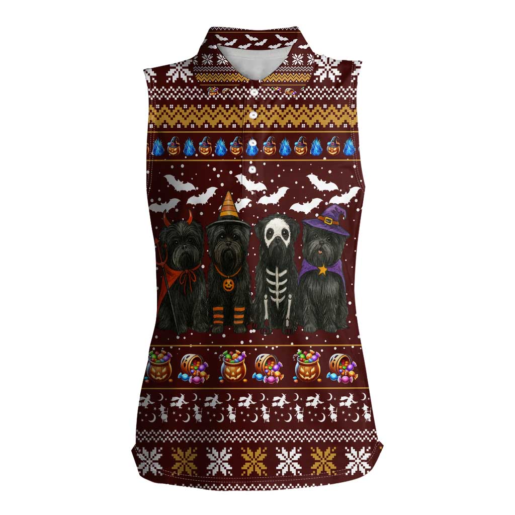 Affenpinscher Dog Halloween Christmas Women Sleeveless Polo Shirt Xmas Holiday Patterns - Wonder Print Shop