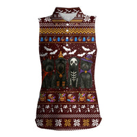 Affenpinscher Dog Halloween Christmas Women Sleeveless Polo Shirt Xmas Holiday Patterns - Wonder Print Shop