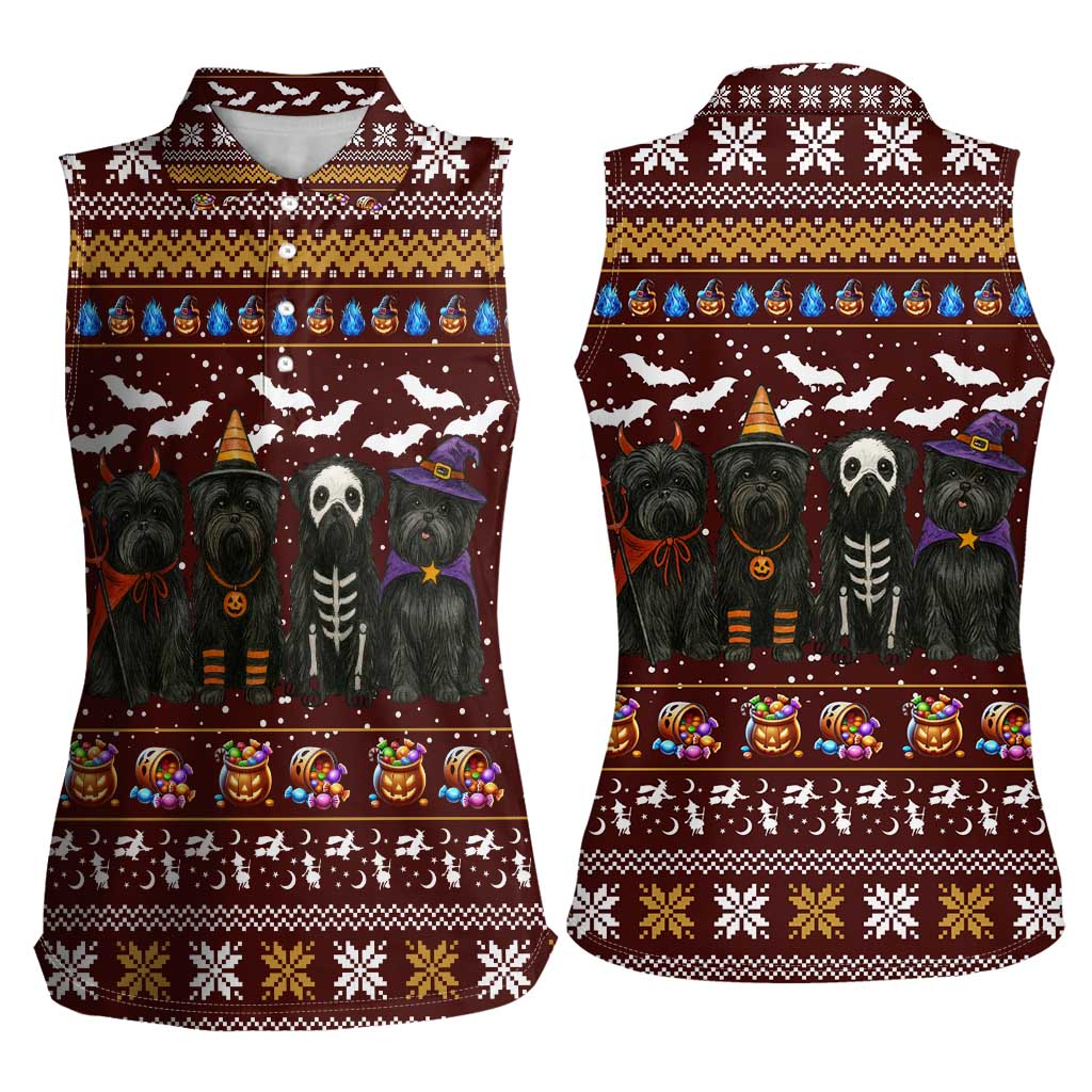 Affenpinscher Dog Halloween Christmas Women Sleeveless Polo Shirt Xmas Holiday Patterns - Wonder Print Shop