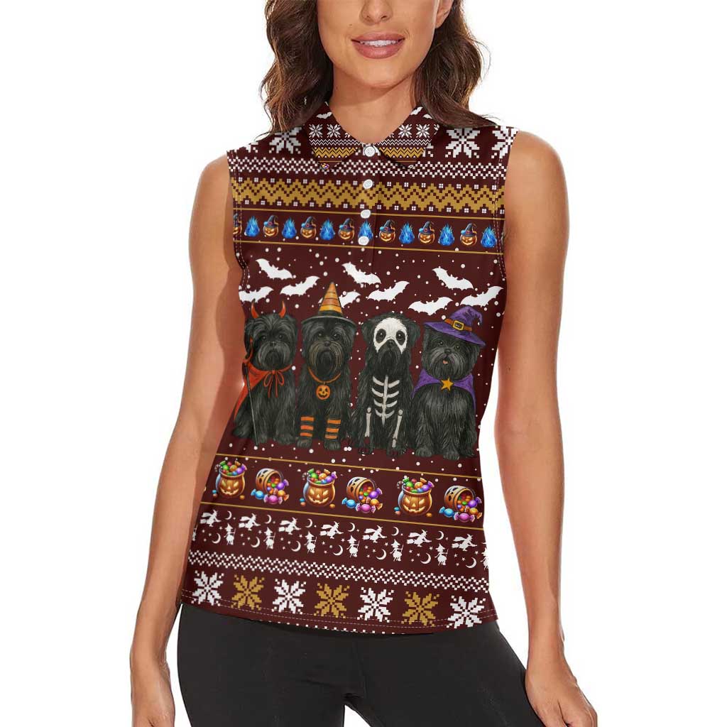 Affenpinscher Dog Halloween Christmas Women Sleeveless Polo Shirt Xmas Holiday Patterns - Wonder Print Shop