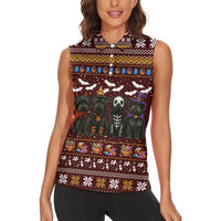 Affenpinscher Dog Halloween Christmas Women Sleeveless Polo Shirt Xmas Holiday Patterns - Wonder Print Shop