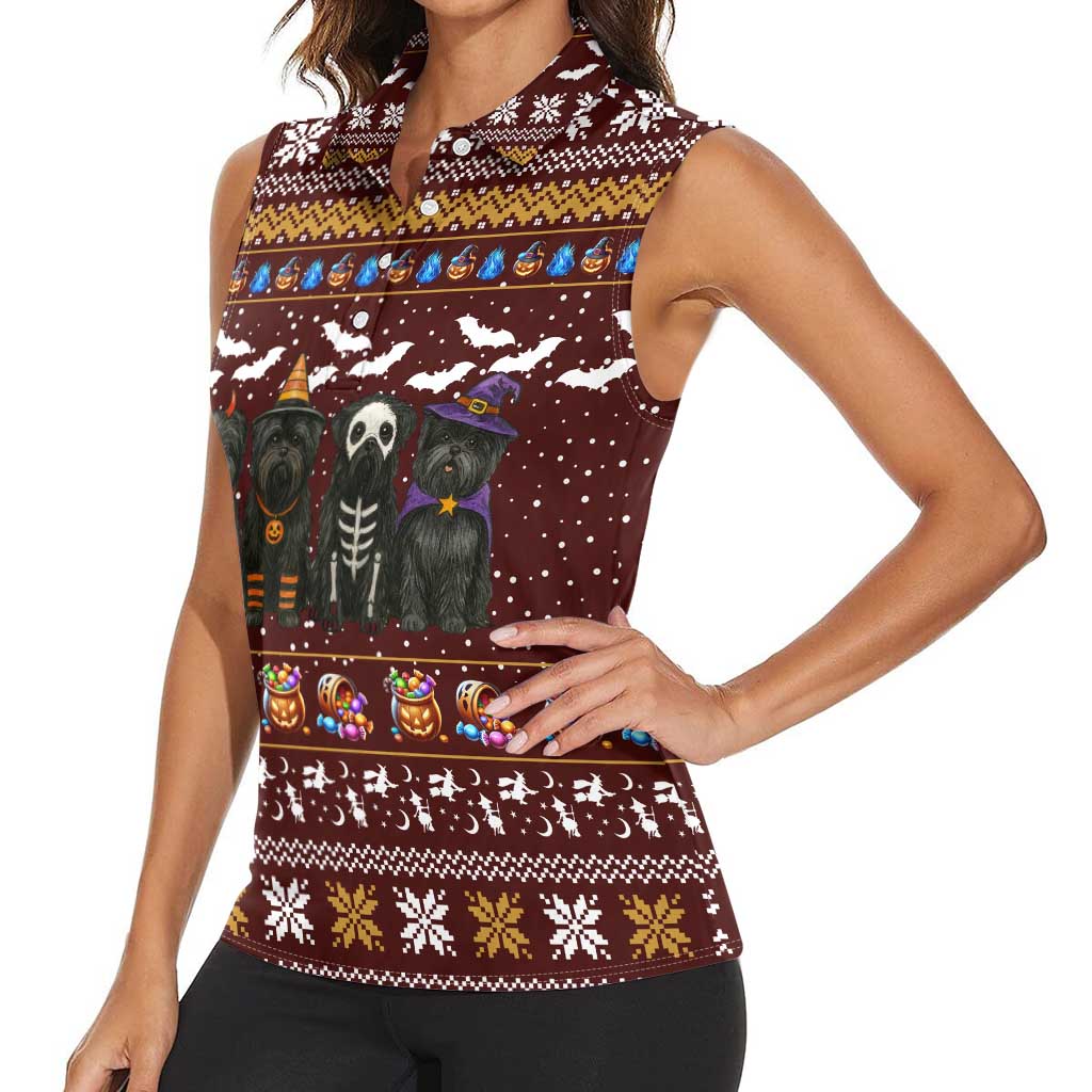 Affenpinscher Dog Halloween Christmas Women Sleeveless Polo Shirt Xmas Holiday Patterns - Wonder Print Shop
