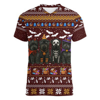 Affenpinscher Dog Halloween Christmas Women V-Neck T-Shirt Xmas Holiday Patterns - Wonder Print Shop
