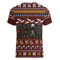 Affenpinscher Dog Halloween Christmas Women V-Neck T-Shirt Xmas Holiday Patterns - Wonder Print Shop