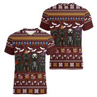 Affenpinscher Dog Halloween Christmas Women V-Neck T-Shirt Xmas Holiday Patterns - Wonder Print Shop