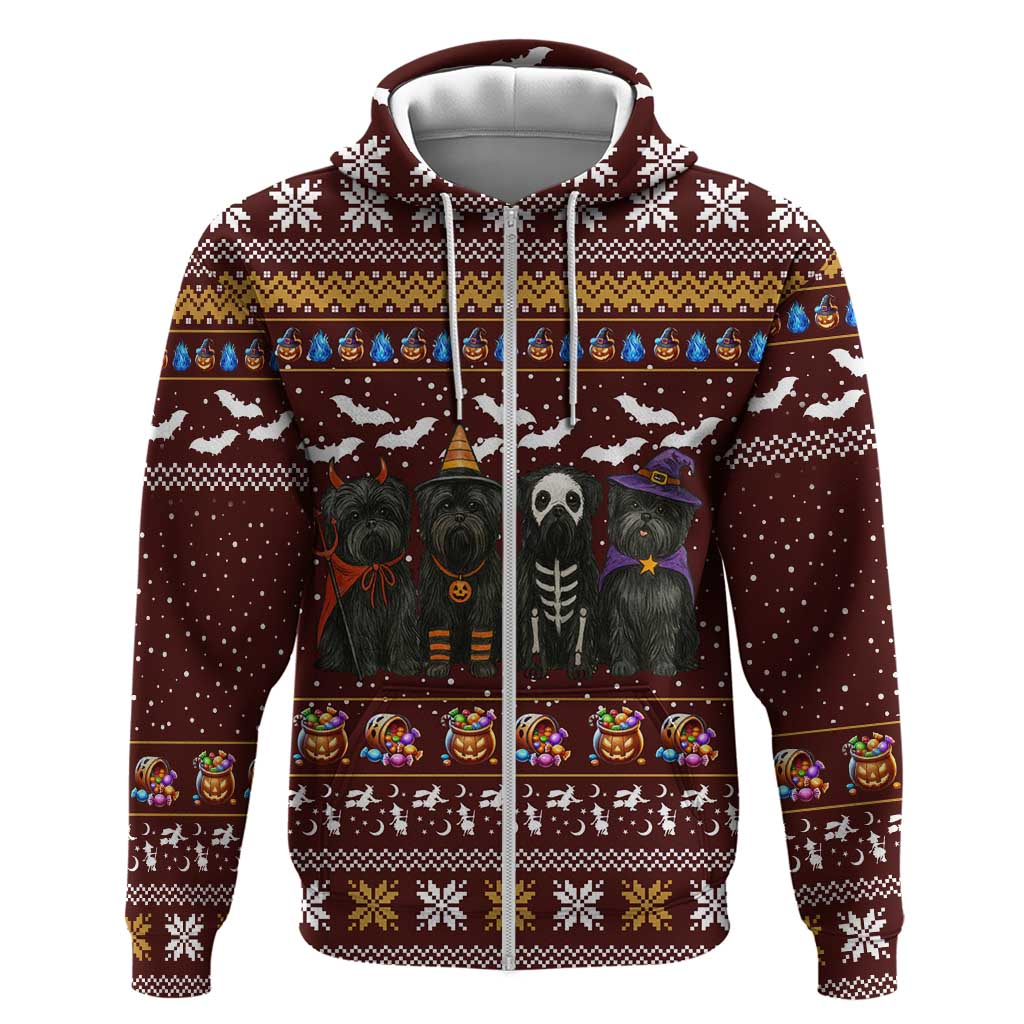 Affenpinscher Dog Halloween Christmas Zip Hoodie Xmas Holiday Patterns - Wonder Print Shop