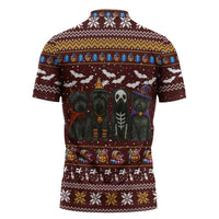 Affenpinscher Dog Halloween Christmas Zipper Polo Shirt Xmas Holiday Patterns - Wonder Print Shop