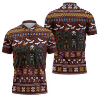 Affenpinscher Dog Halloween Christmas Zipper Polo Shirt Xmas Holiday Patterns - Wonder Print Shop