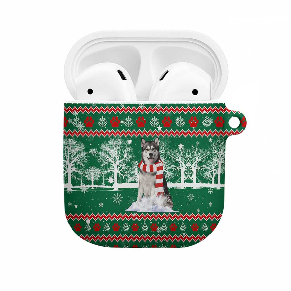 Alaskan Malamute Winter Tree Christmas AirPods Case Xmas Holiday Patterns - Wonder Print Shop