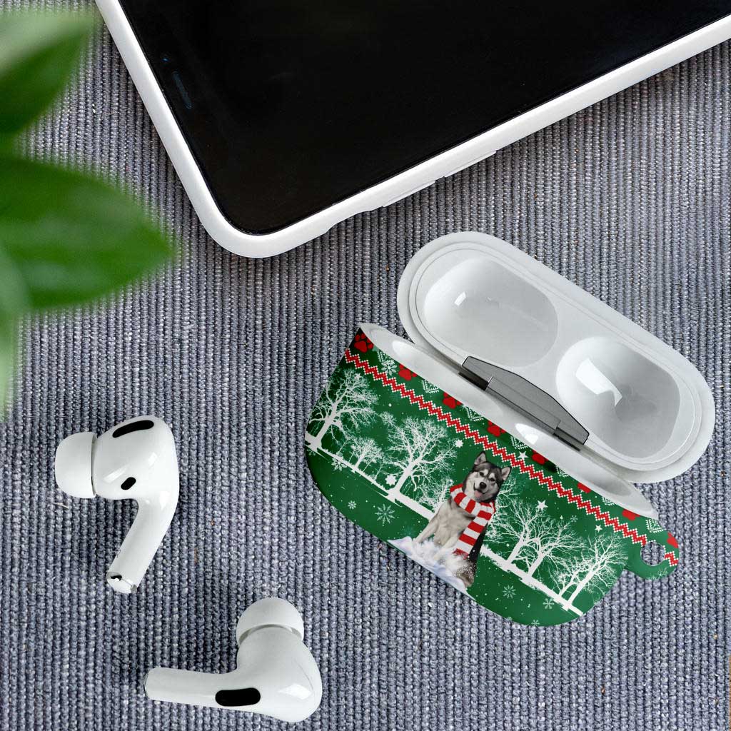 Alaskan Malamute Winter Tree Christmas AirPods Case Xmas Holiday Patterns - Wonder Print Shop