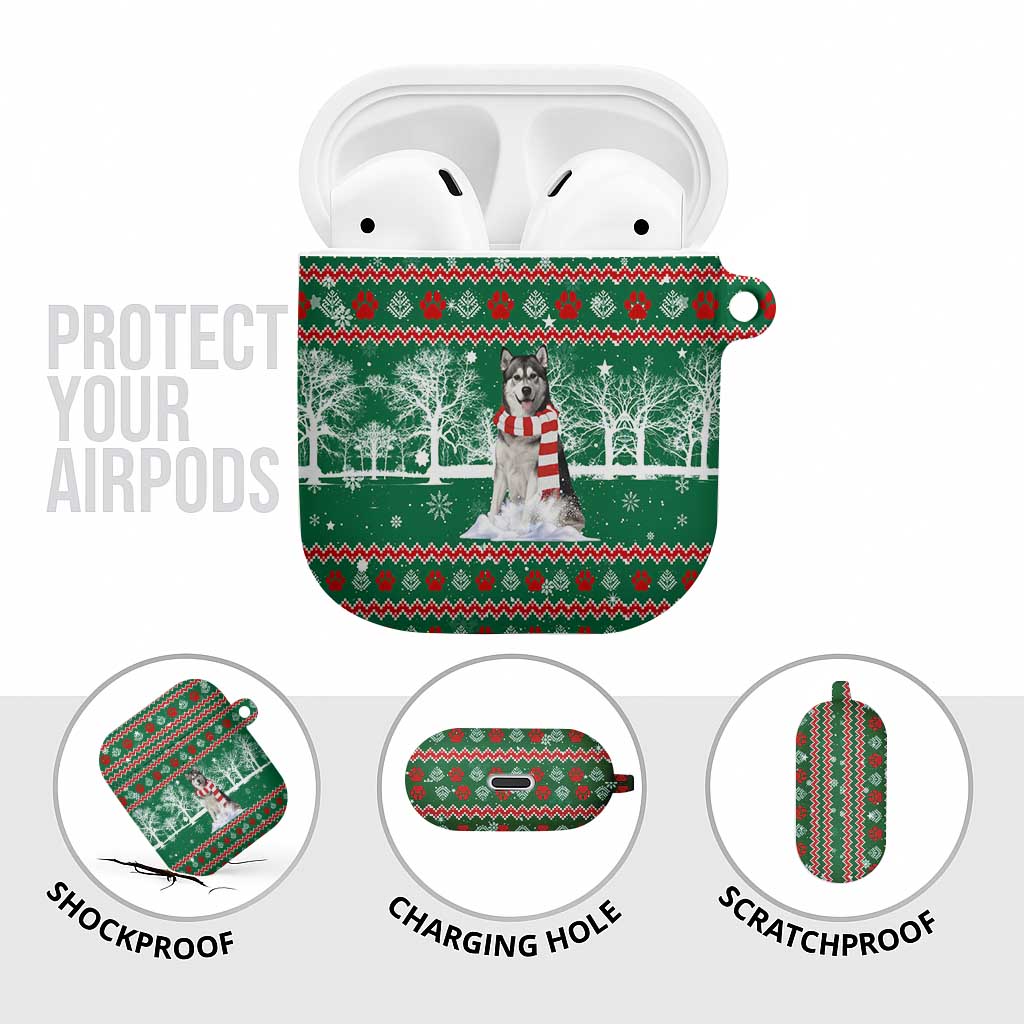Alaskan Malamute Winter Tree Christmas AirPods Case Xmas Holiday Patterns - Wonder Print Shop