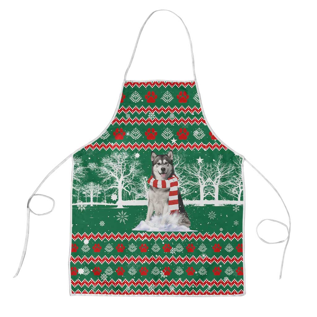 Alaskan Malamute Winter Tree Christmas Apron Xmas Holiday Patterns - Wonder Print Shop