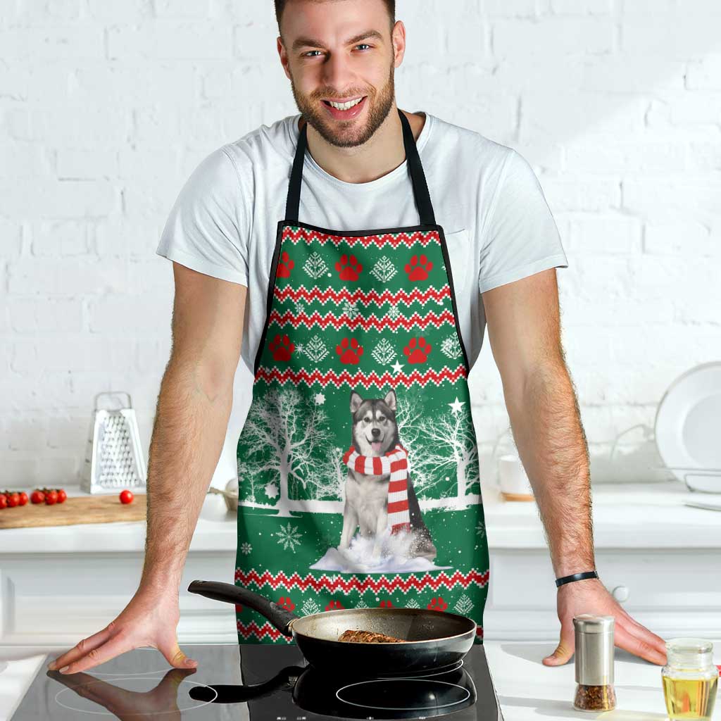 Alaskan Malamute Winter Tree Christmas Apron Xmas Holiday Patterns - Wonder Print Shop