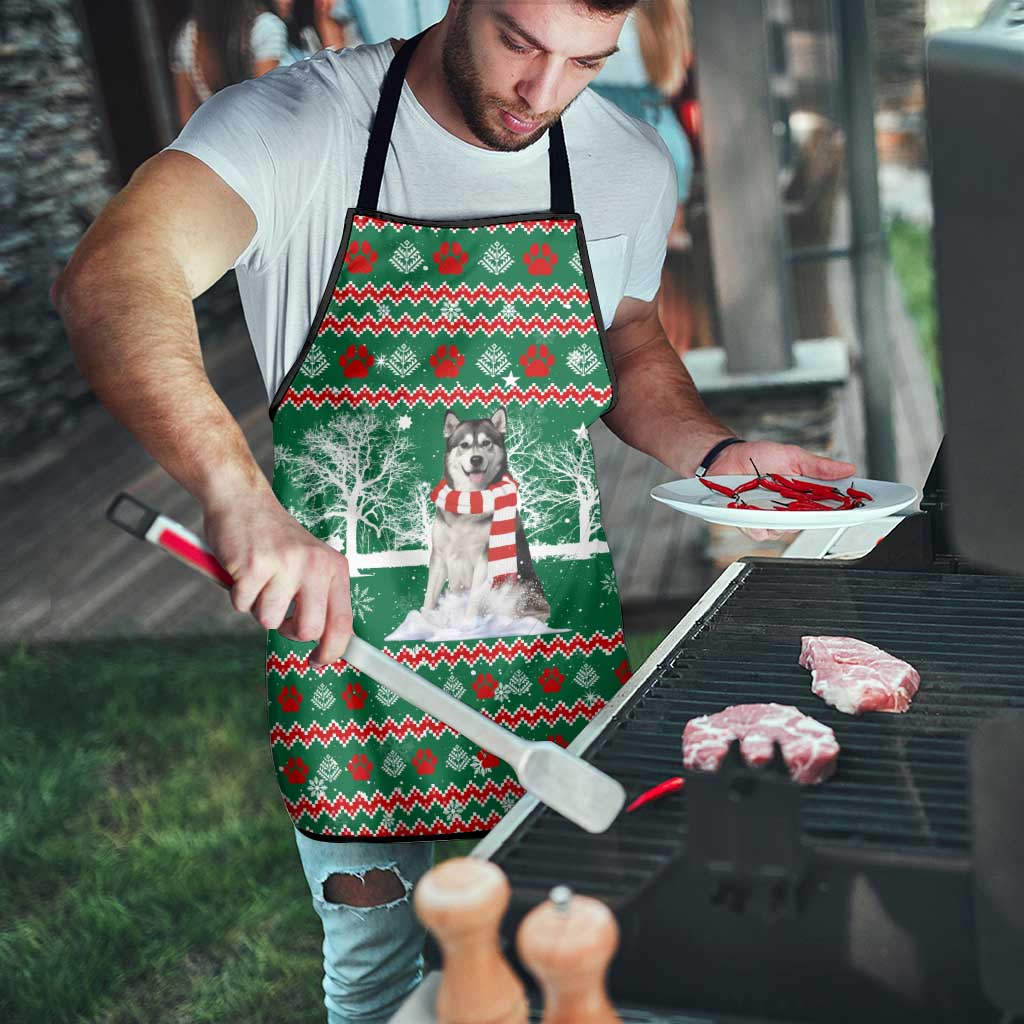 Alaskan Malamute Winter Tree Christmas Apron Xmas Holiday Patterns - Wonder Print Shop