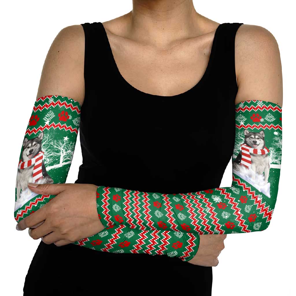 Alaskan Malamute Winter Tree Christmas Arm Sleeves Xmas Holiday Patterns - Wonder Print Shop