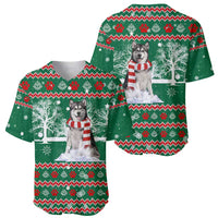 Alaskan Malamute Winter Tree Christmas Baseball Jersey Xmas Holiday Patterns - Wonder Print Shop