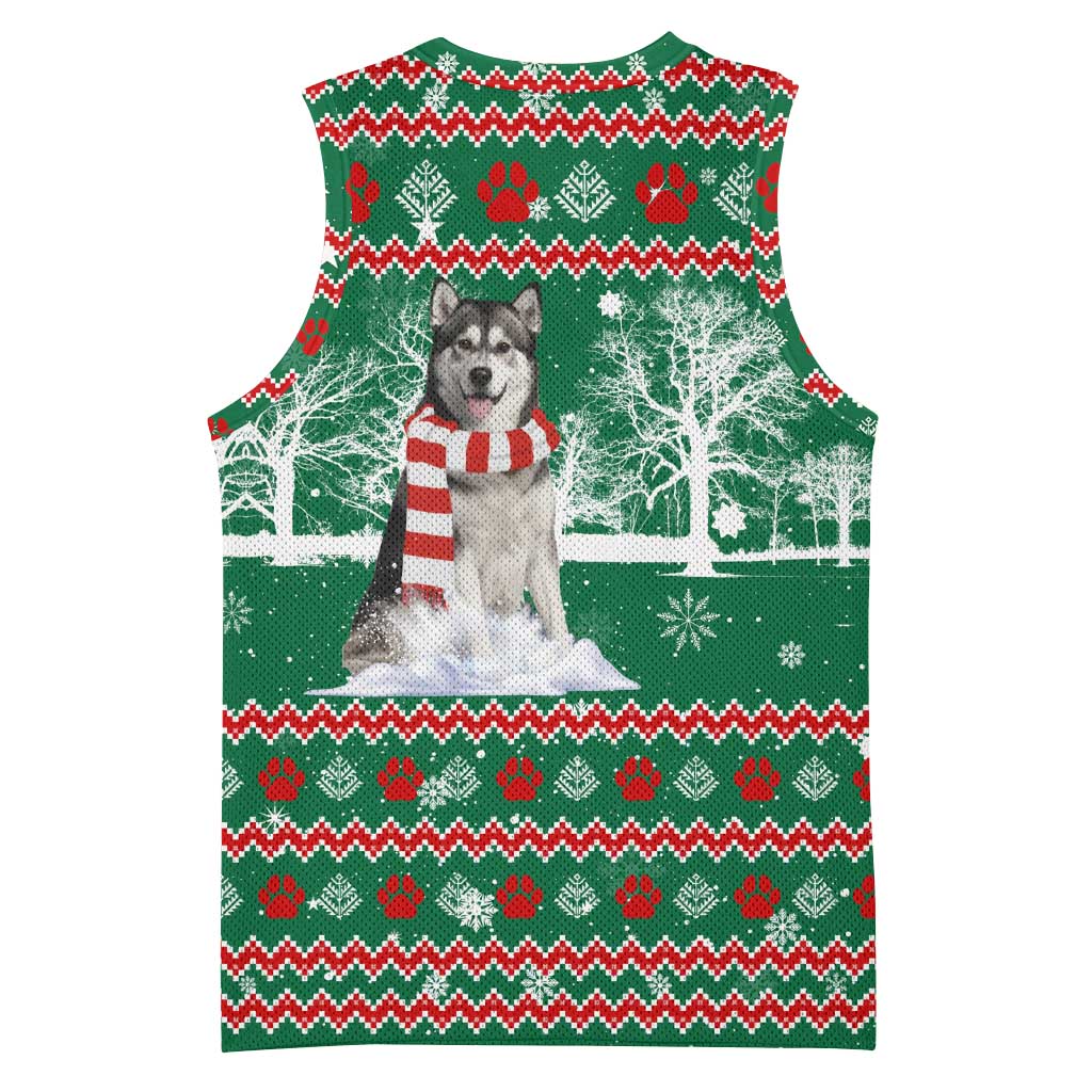 Alaskan Malamute Winter Tree Christmas Basketball Jersey Xmas Holiday Patterns - Wonder Print Shop