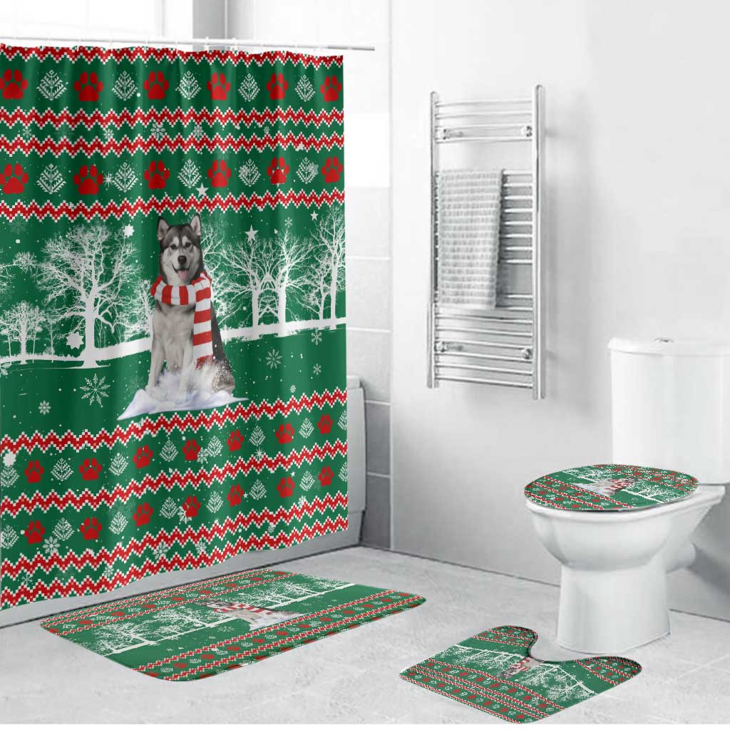 Alaskan Malamute Winter Tree Christmas Bathroom Set Xmas Holiday Patterns - Wonder Print Shop