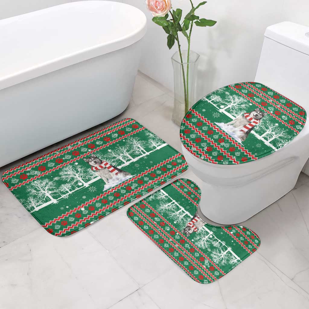 Alaskan Malamute Winter Tree Christmas Bathroom Set Xmas Holiday Patterns - Wonder Print Shop