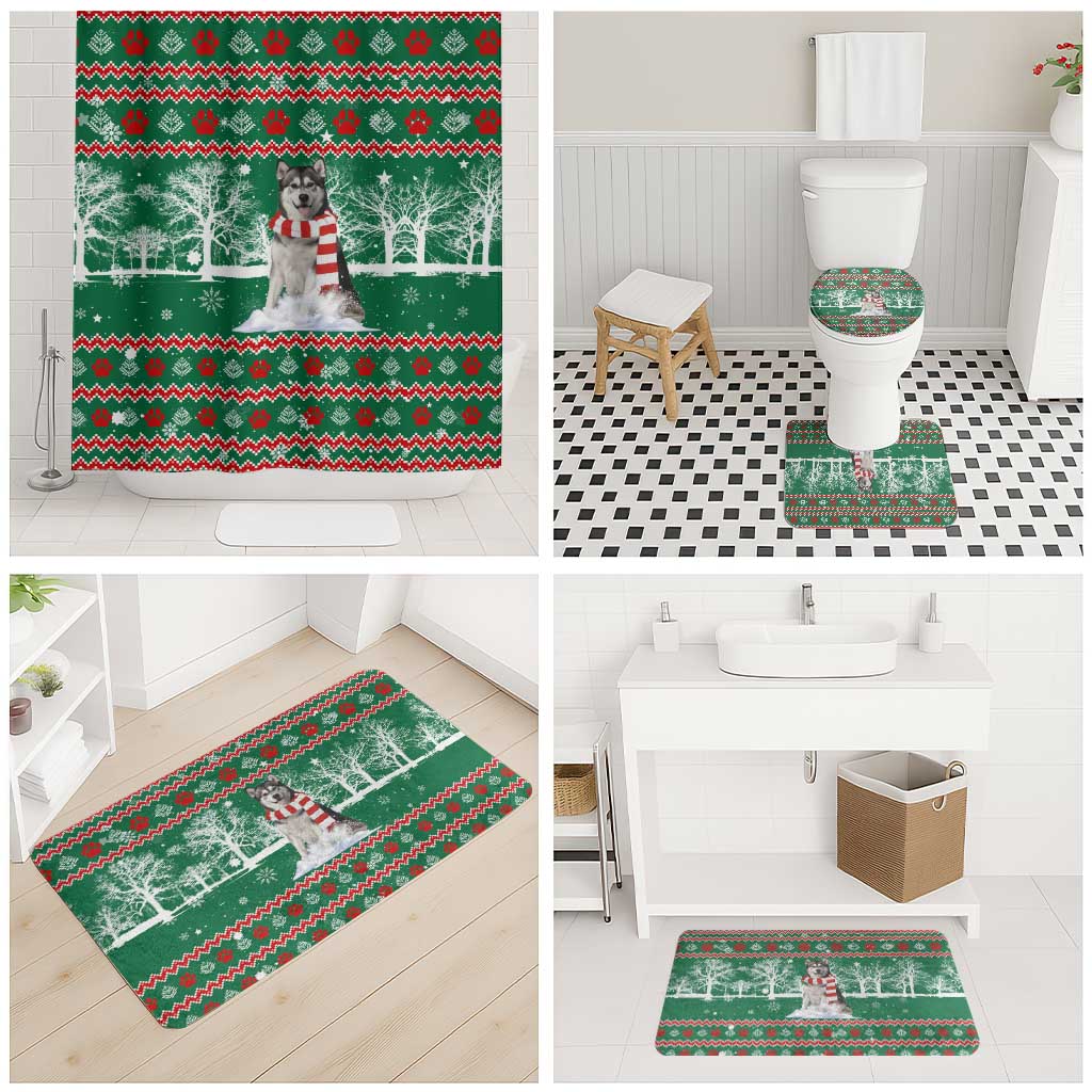 Alaskan Malamute Winter Tree Christmas Bathroom Set Xmas Holiday Patterns - Wonder Print Shop