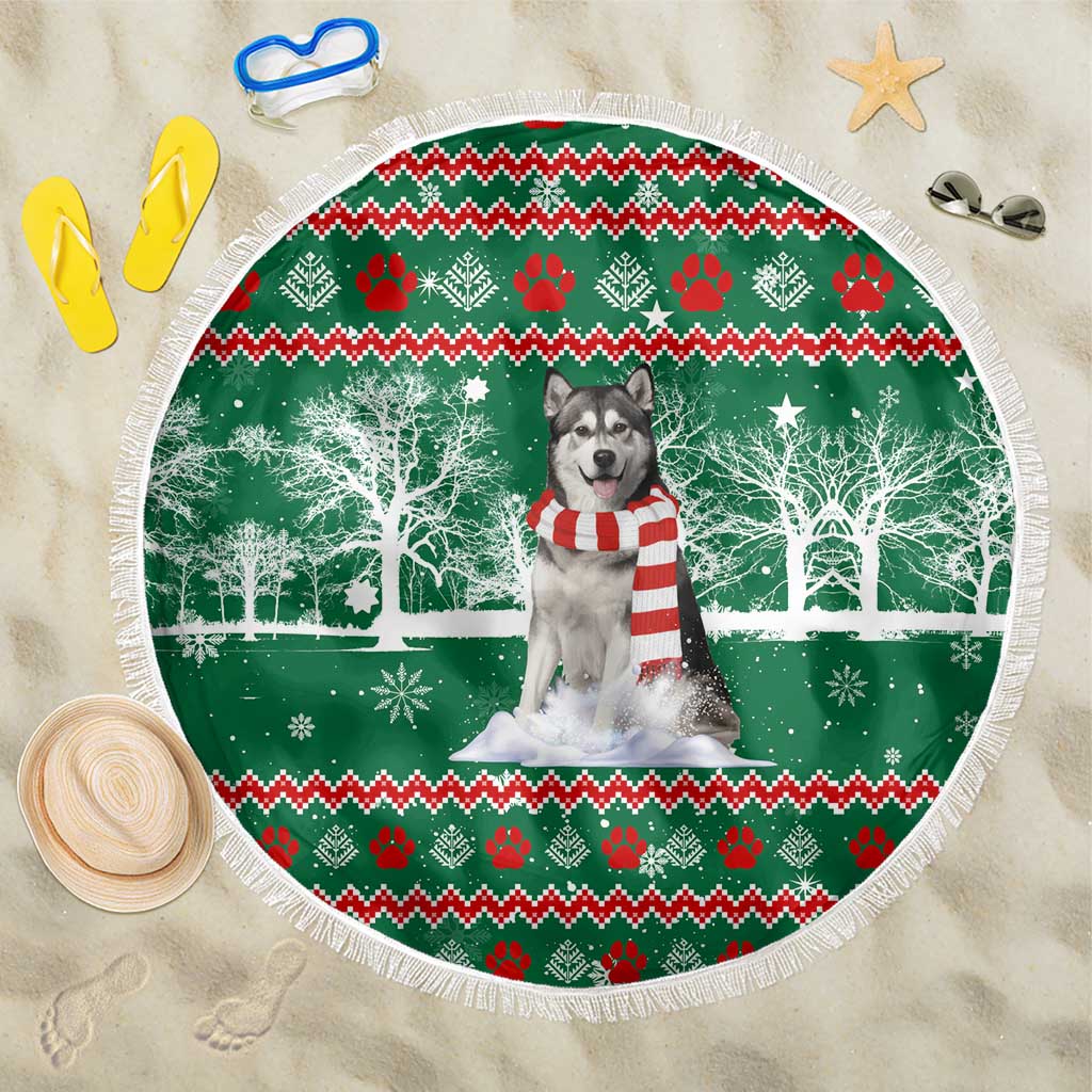 Alaskan Malamute Winter Tree Christmas Beach Blanket Xmas Holiday Patterns - Wonder Print Shop
