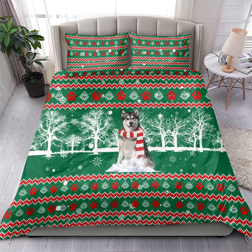 Alaskan Malamute Winter Tree Christmas Bedding Set Xmas Holiday Patterns - Wonder Print Shop