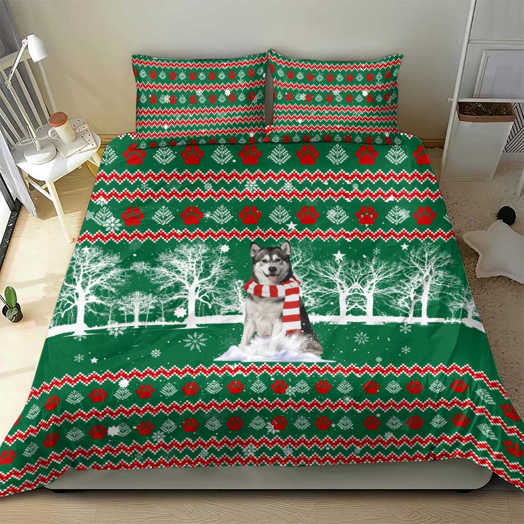 Alaskan Malamute Winter Tree Christmas Bedding Set Xmas Holiday Patterns - Wonder Print Shop