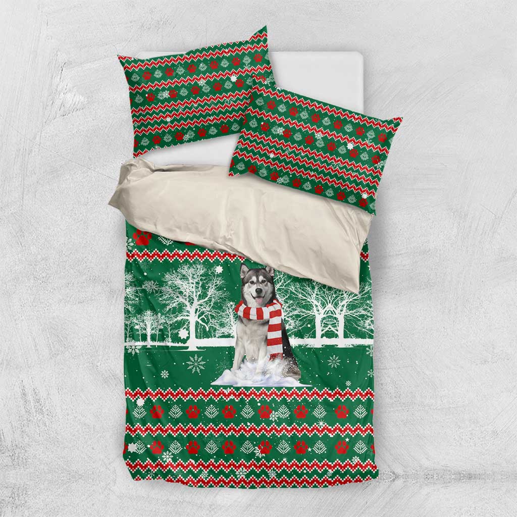 Alaskan Malamute Winter Tree Christmas Bedding Set Xmas Holiday Patterns - Wonder Print Shop
