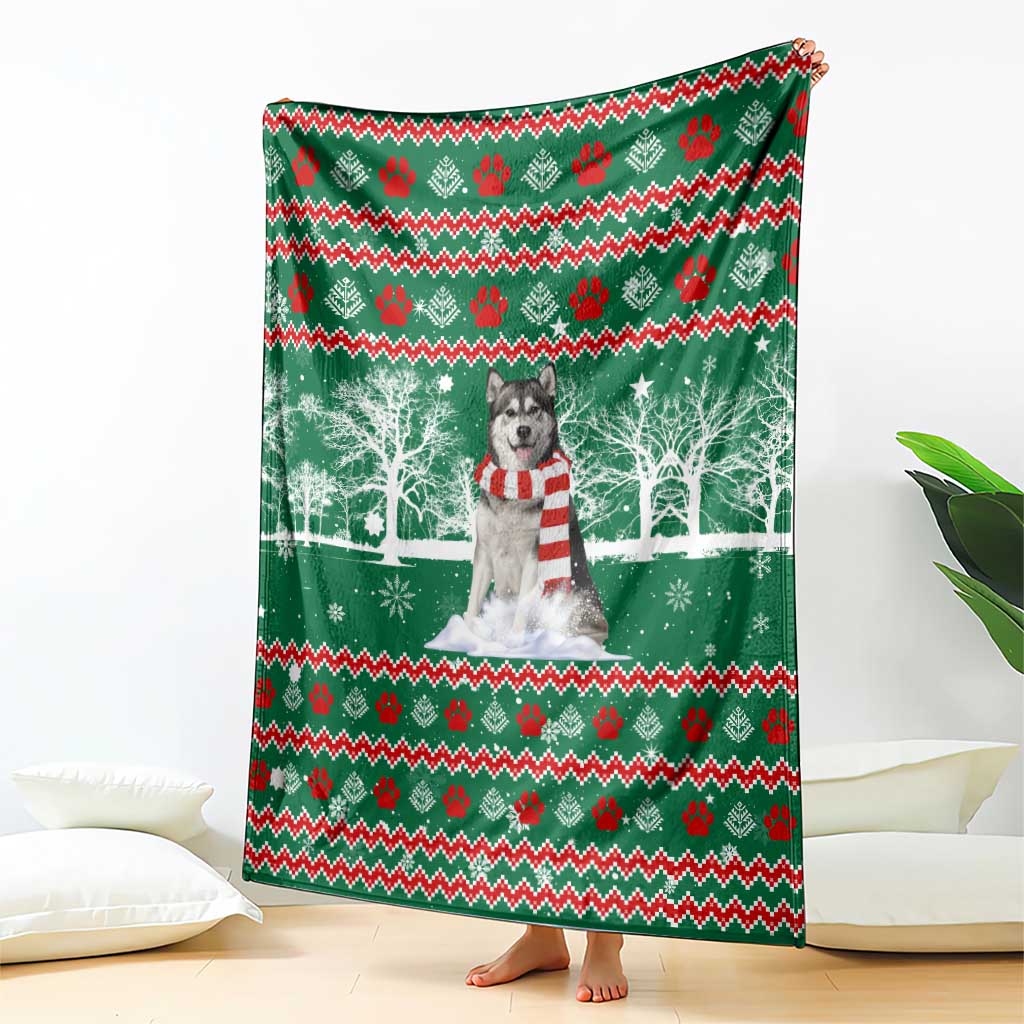 Alaskan Malamute Winter Tree Christmas Blanket Xmas Holiday Patterns - Wonder Print Shop