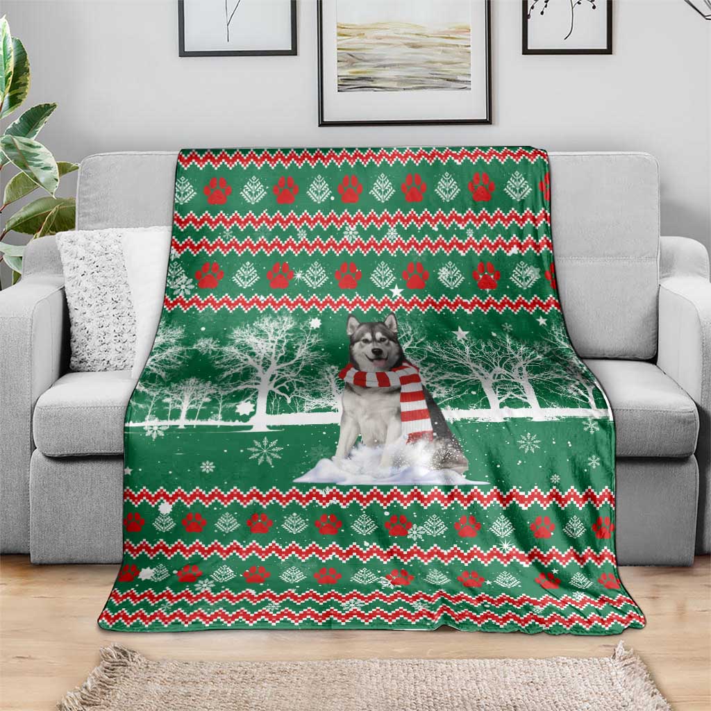 Alaskan Malamute Winter Tree Christmas Blanket Xmas Holiday Patterns - Wonder Print Shop