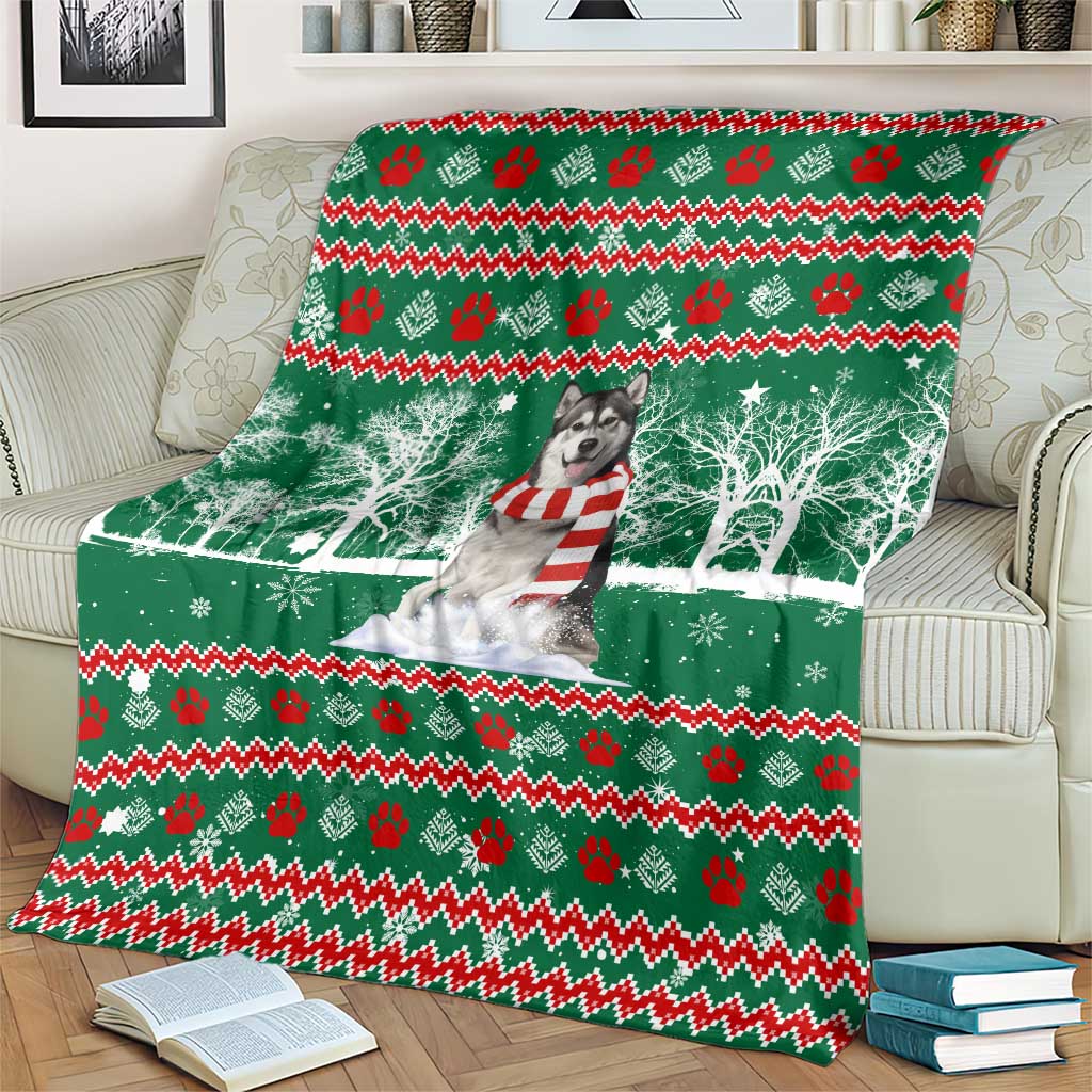 Alaskan Malamute Winter Tree Christmas Blanket Xmas Holiday Patterns - Wonder Print Shop