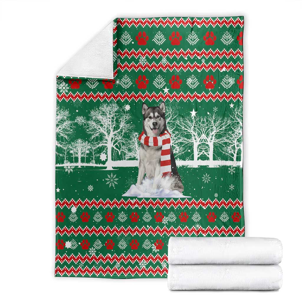 Alaskan Malamute Winter Tree Christmas Blanket Xmas Holiday Patterns - Wonder Print Shop