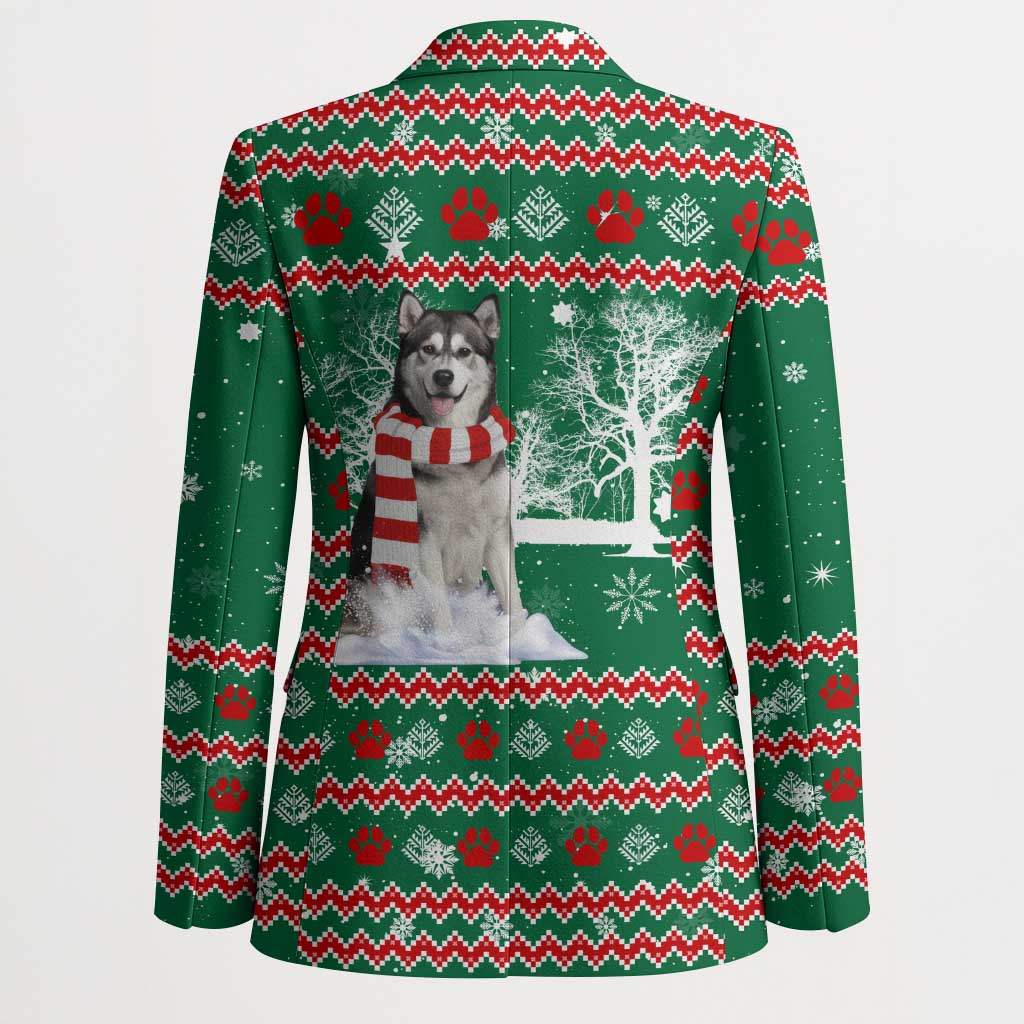 Alaskan Malamute Winter Tree Christmas Blazer Xmas Holiday Patterns - Wonder Print Shop