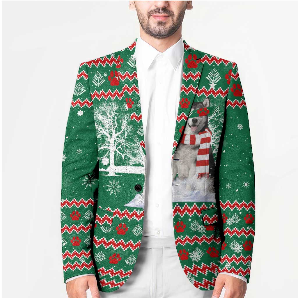 Alaskan Malamute Winter Tree Christmas Blazer Xmas Holiday Patterns - Wonder Print Shop