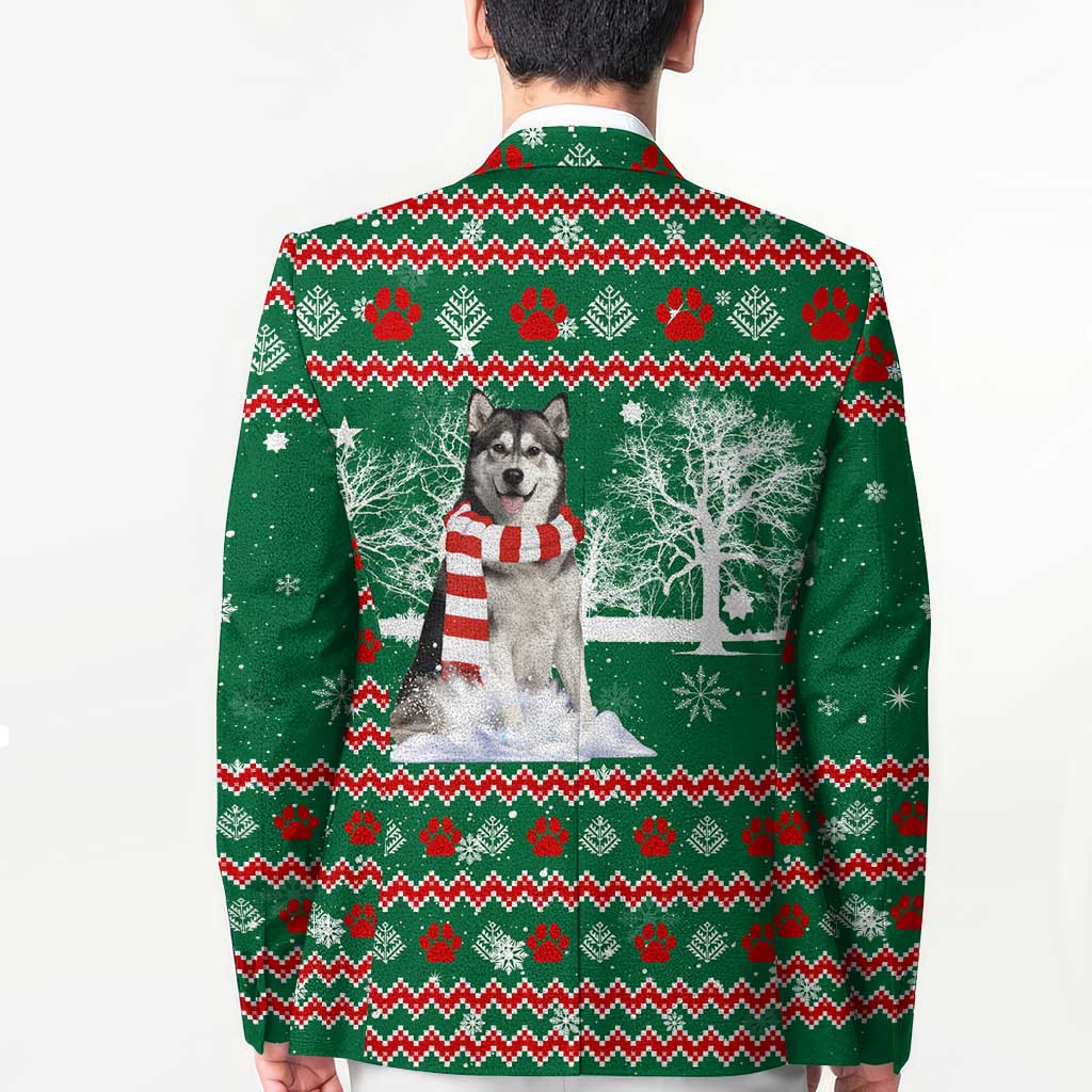 Alaskan Malamute Winter Tree Christmas Blazer Xmas Holiday Patterns - Wonder Print Shop