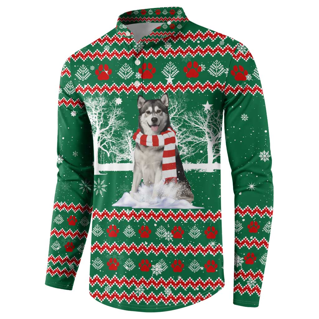 Alaskan Malamute Winter Tree Christmas Button Sweatshirt Xmas Holiday Patterns - Wonder Print Shop