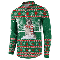 Alaskan Malamute Winter Tree Christmas Button Sweatshirt Xmas Holiday Patterns - Wonder Print Shop