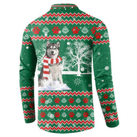 Alaskan Malamute Winter Tree Christmas Button Sweatshirt Xmas Holiday Patterns - Wonder Print Shop