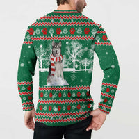 Alaskan Malamute Winter Tree Christmas Button Sweatshirt Xmas Holiday Patterns - Wonder Print Shop