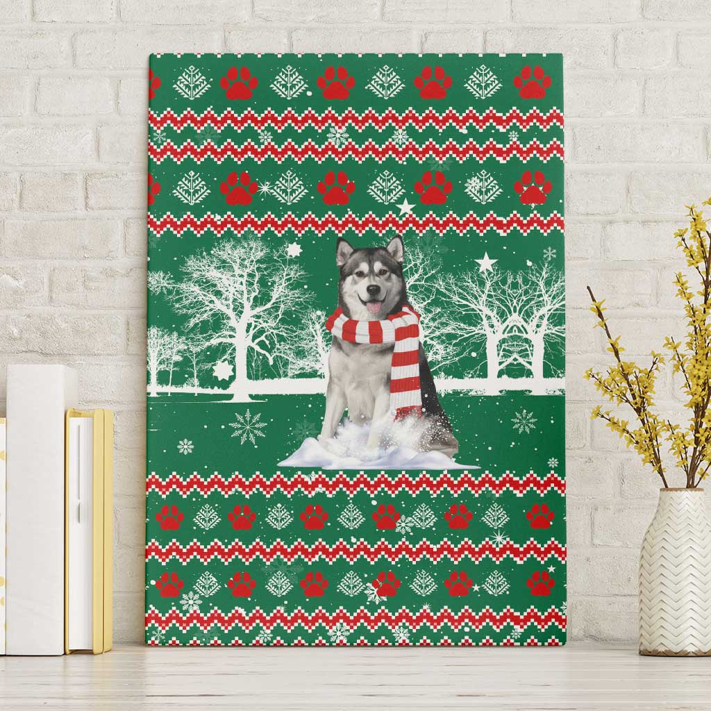 Alaskan Malamute Winter Tree Christmas Canvas Wall Art Xmas Holiday Patterns - Wonder Print Shop