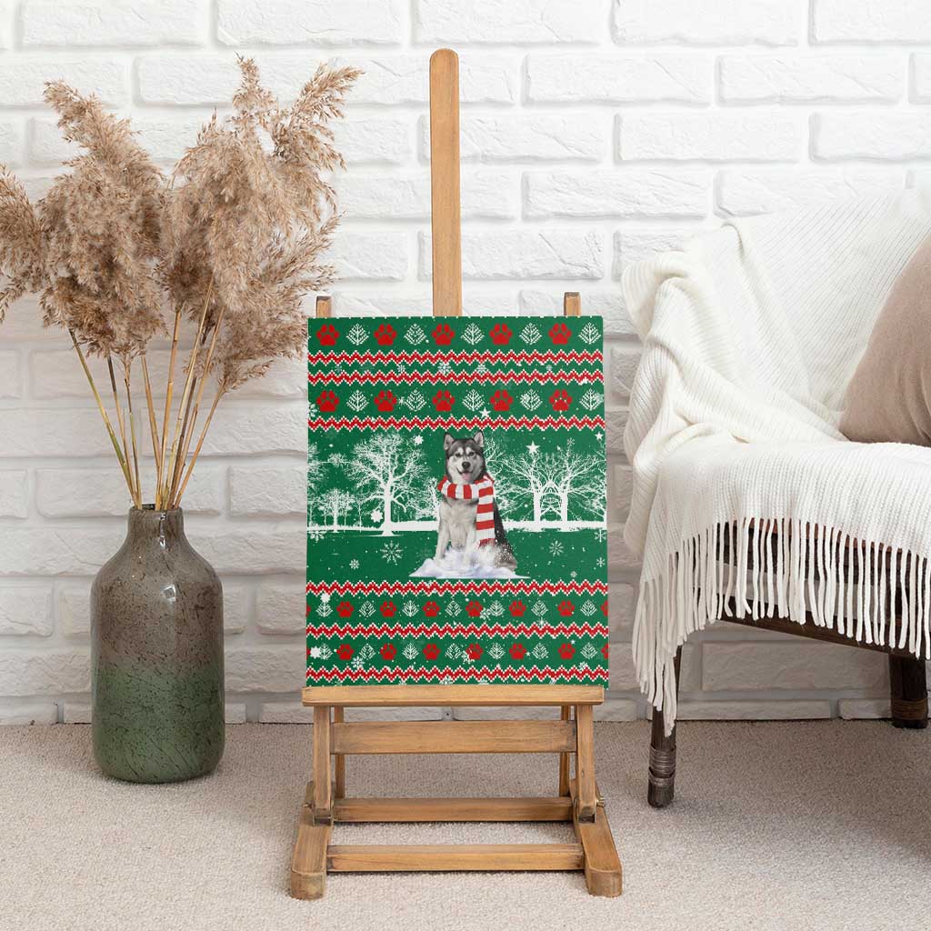 Alaskan Malamute Winter Tree Christmas Canvas Wall Art Xmas Holiday Patterns - Wonder Print Shop