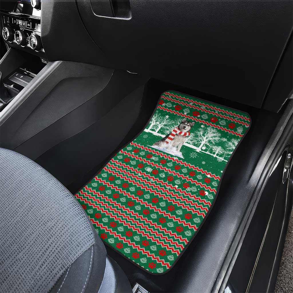 Alaskan Malamute Winter Tree Christmas Car Mats Xmas Holiday Patterns - Wonder Print Shop
