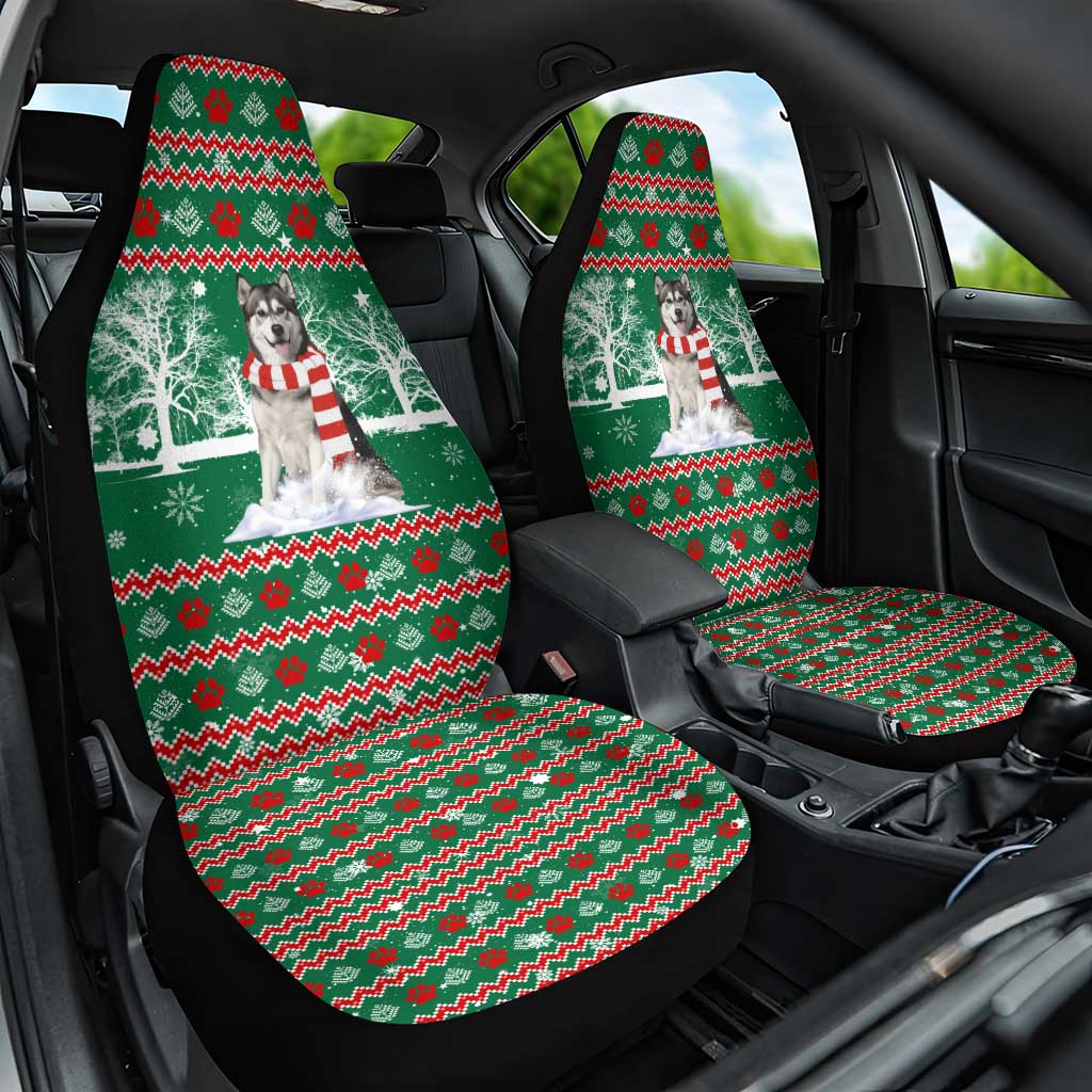Alaskan Malamute Winter Tree Christmas Car Seat Cover Xmas Holiday Patterns - Wonder Print Shop