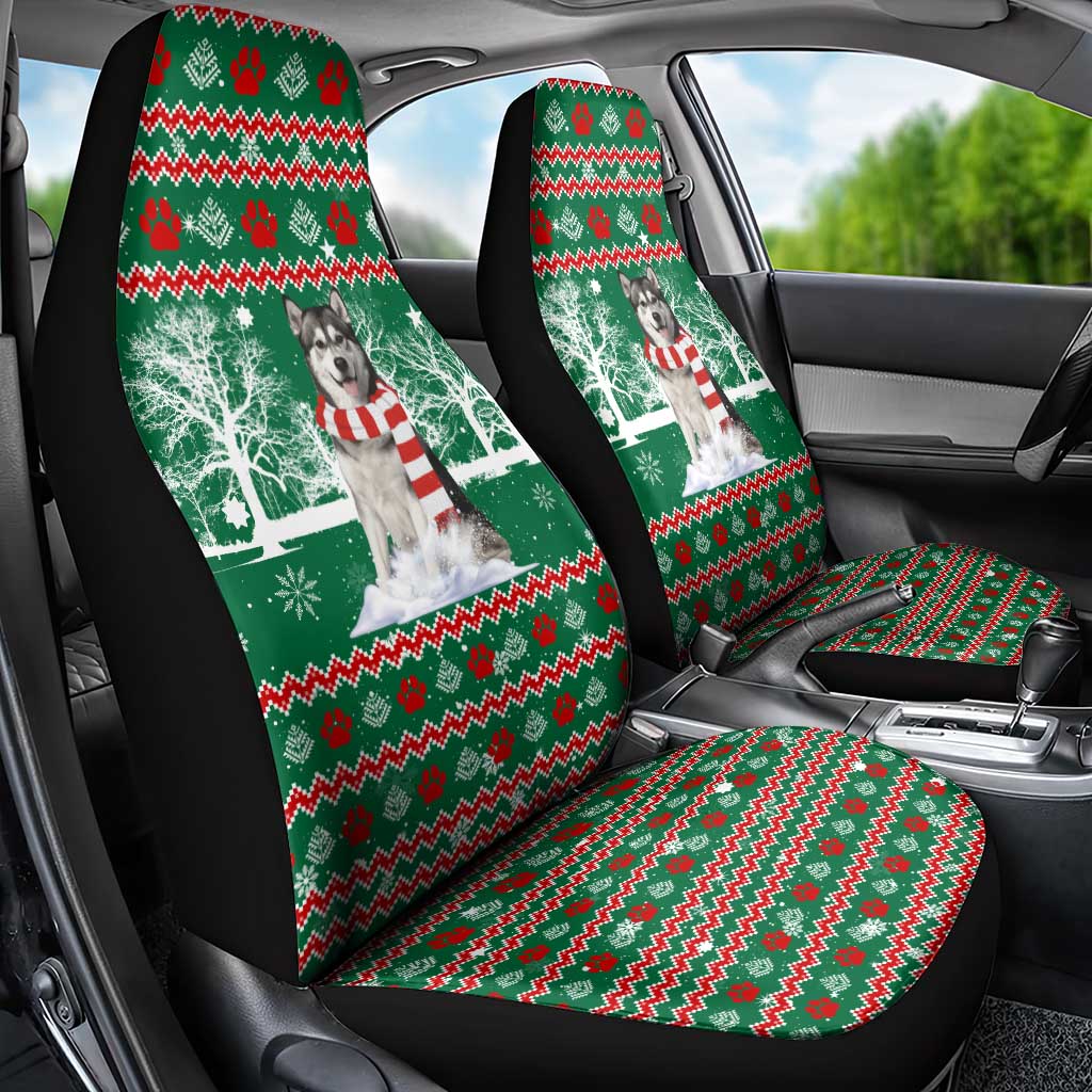 Alaskan Malamute Winter Tree Christmas Car Seat Cover Xmas Holiday Patterns - Wonder Print Shop