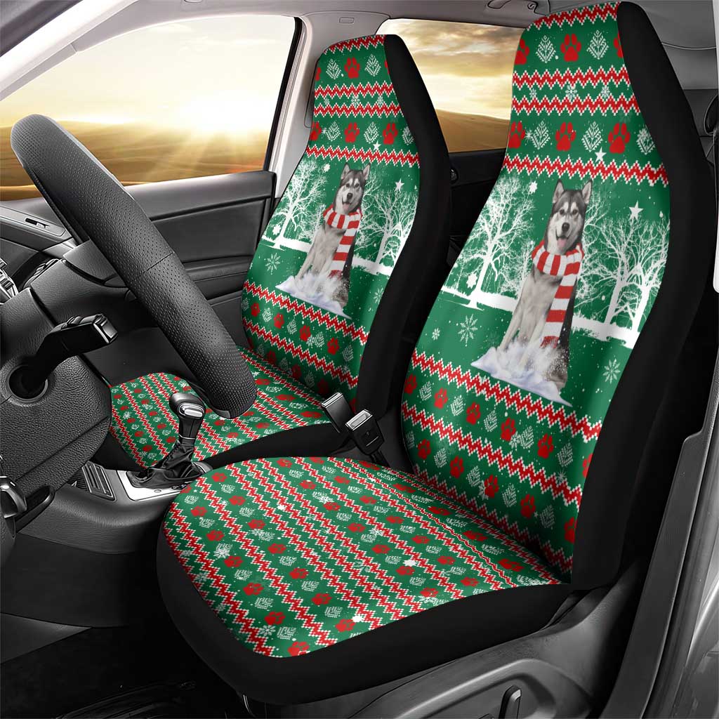 Alaskan Malamute Winter Tree Christmas Car Seat Cover Xmas Holiday Patterns - Wonder Print Shop