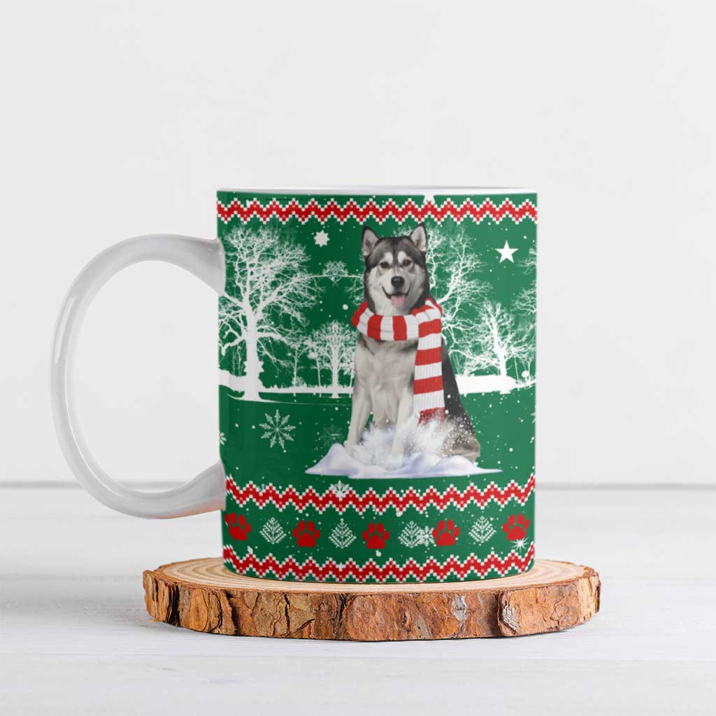 Alaskan Malamute Winter Tree Christmas Ceramic Mug Xmas Holiday Patterns - Wonder Print Shop