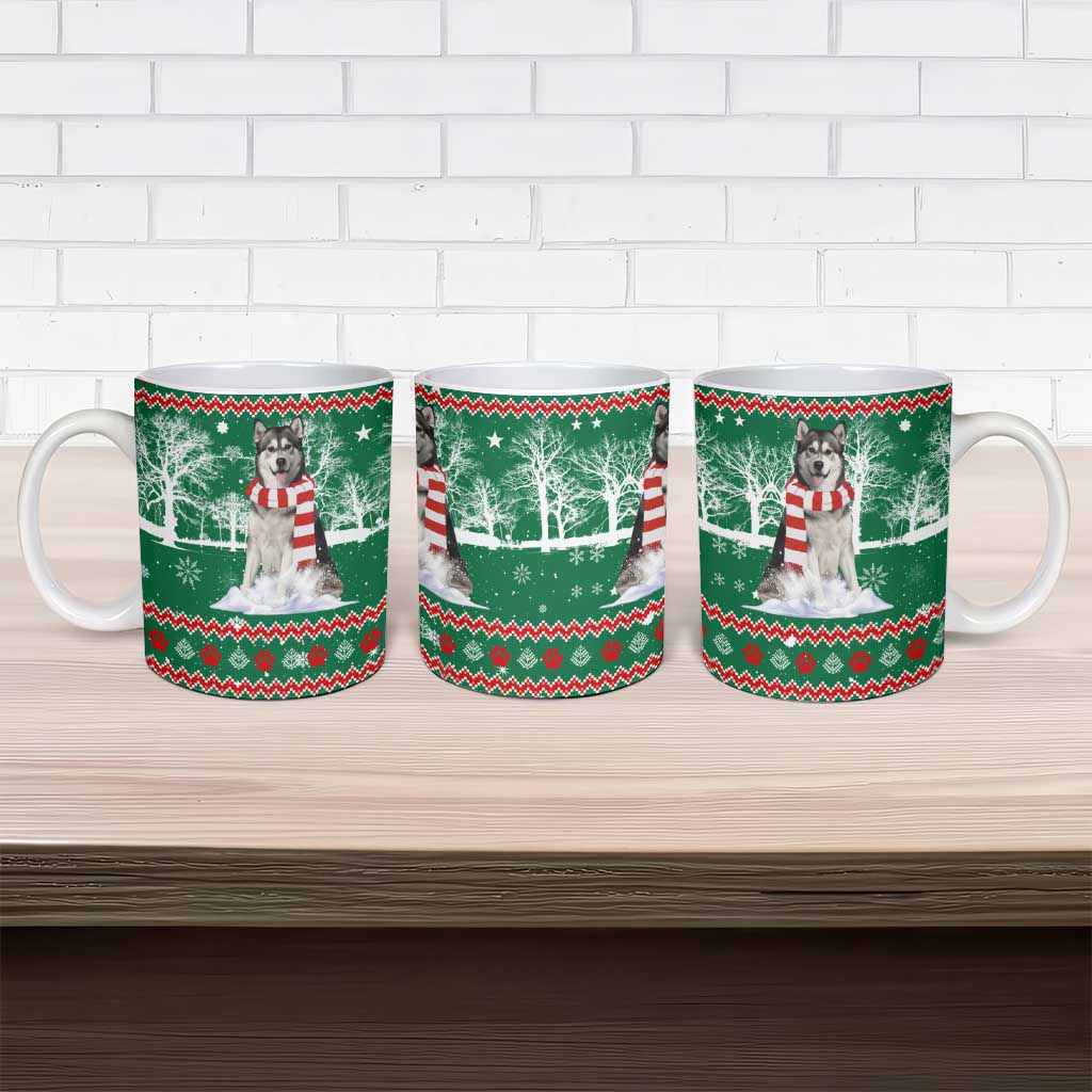 Alaskan Malamute Winter Tree Christmas Ceramic Mug Xmas Holiday Patterns - Wonder Print Shop