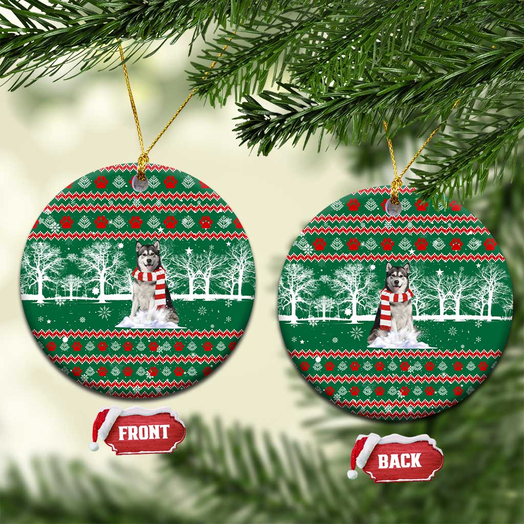 Alaskan Malamute Winter Tree Christmas Ceramic Ornament Xmas Holiday Patterns - Wonder Print Shop